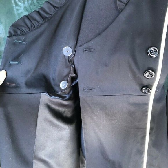 Betsey Johnson Dress Jacket Black Ruffles White Trim Double Breasted Size 4 - Picture 7 of 12